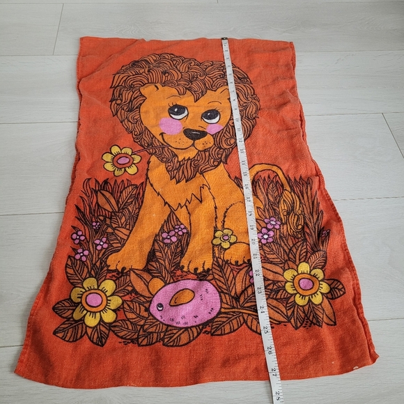 Vintage Retro 70s Tea Towel Lion and Mouse - Picture 5 of 9